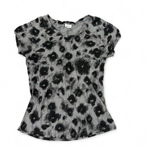 Suzy Shier Black and Gray Short Sleeve Top